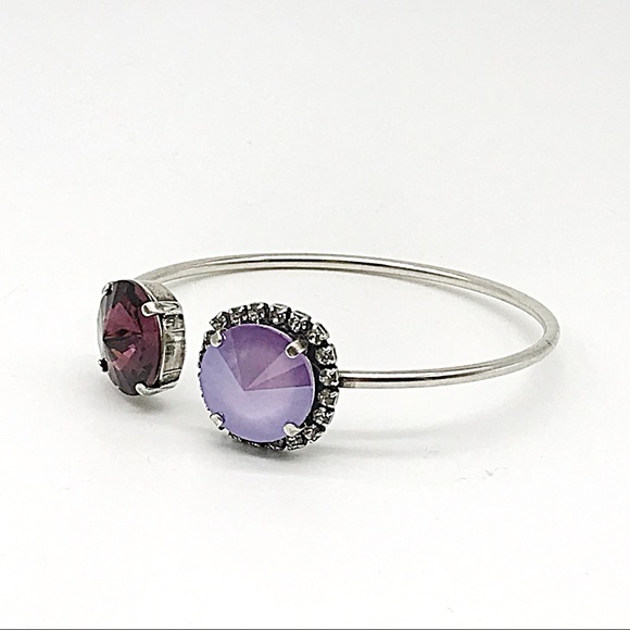 Purple amethyst Swarovski crystal bangle bracelet - Picture 2 of 3